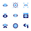 © Blockfine - Eye icon set. Bold style. Duotone colors. eye tracking, eye scanner, eye, red eye, eye of ra, viewer, contact lens