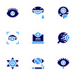 © Blockfine - Eye icon set. Bold style. Duotone colors. eye, red eyes, security, illuminati, tears, tired, laptop, vision