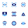 © Blockfine - Eye icon set. Bold style. Duotone colors. eye, focus, security, monitoring, vision, awareness, god, money