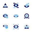 © Blockfine - Eye icon set. Bold style. Duotone colors. eye, vision, drowsiness, contact lens, bionic eye, crying, eye recognition