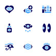 © Blockfine - Eye icon set. Bold style. Duotone colors. eyes, eye, eye cancer, redness, vision, mystic, eye drop, eye of ra, thought camera
