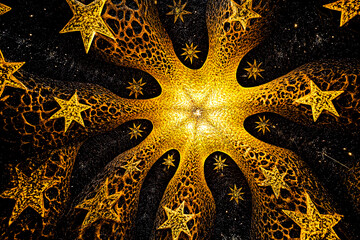 Wall Mural - Golden Stars in Cosmic Web