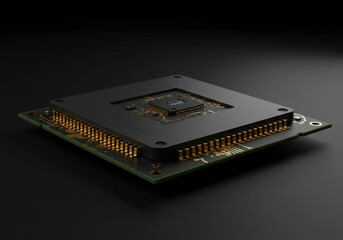 digital intelligence concept for modern computer technology. electronic component with gold pins for