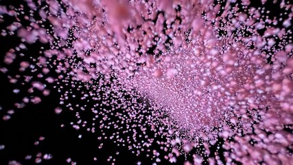 Wall Mural - Pink Particles Flowing on Black Background. Abstract Motion Graphics Concept. Perfect Footage for Presentation Backgrounds