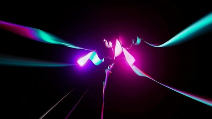 Wall Mural - Neon Glowing Fluid Shapes Morphing on Black Background. Abstract Motion Graphics Concept. Perfect Footage for Presentation Backgrounds