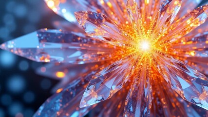 Fototapete - Abstract crystal formation with sharp edges and brilliant reflections showcasing intricate details and vibrant light patterns emanating from the center