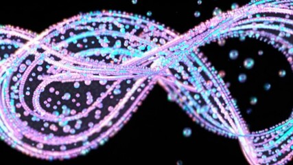 Wall Mural - Glowing particles forming a wavy line on black background. Abstract Motion Graphics Concept. Perfect Footage for Presentation Backgrounds