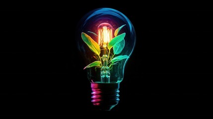 Wall Mural - plant growing in lightbulb. generative ai