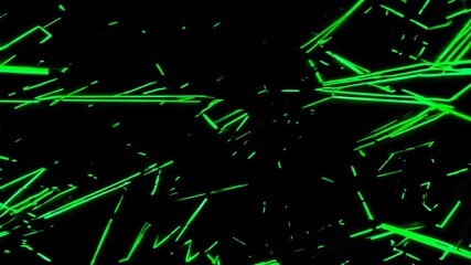 Wall Mural - Green neon lines forming geometric shapes on black background. Abstract Motion Graphics Concept. Perfect Footage for Presentation Backgrounds