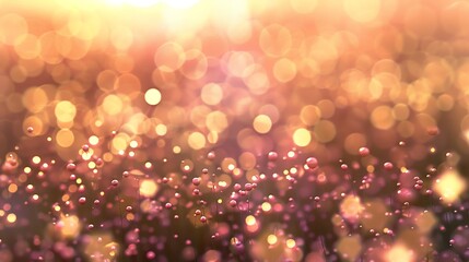 Wall Mural - a field of pink and white orbs with a golden bokeh in the background.