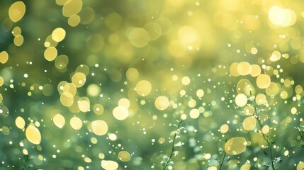 Wall Mural - abstract nature background with soft green and yellow bokeh.