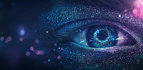 Digital data and network technology set against a backdrop of futuristic binary code and cyber security concepts