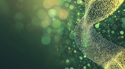 The abstract concept of technology is depicted through binary code on a dark green background
