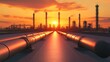 © wulan - Sunset over Oil Refinery: Pipelines and Industrial Complex at Golden Hour