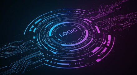 Digital Logic: A modern graphic visualizing digital logic circuits. This image captures the essence of technological innovation and data processing. 