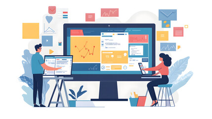 Professional Designers Collaborating on Web Page Design Process in Creative Workspace