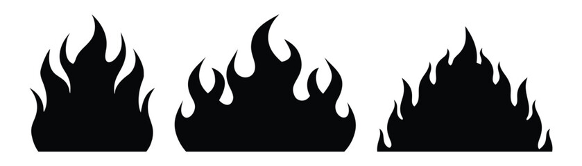Wall Mural - fire silhouettes for design elements vector isolated on white background