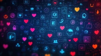 Poster - Background featuring a dynamic array of social icons representing connectivity and modern communication networks