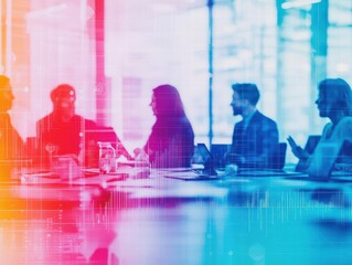 Poster - Diverse group of professionals engaged in a collaborative meeting in a modern conference room setting