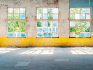 Aufkleber - Expansive room with large and exposed wall creating an industrial aesthetic perfect for urban decor