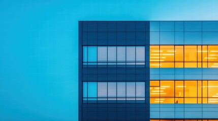 Aufkleber - Modern building illuminated by bright orange light shining through creating a stunning visual effect
