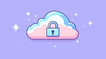 Poster - A cloud storage icon with a secure padlock overlay, representing safe online data storage.
