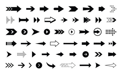 black right arrow icon set. modern simple arrows. arrow vector. flat style icons. vector illustratio
