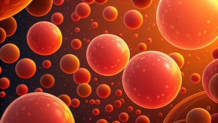 Fototapete - Abstract representation of red spheres on a dark background with a vibrant glow.