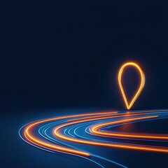 Wall Mural - creative delivery concept with bright glowing paths and a destination icon