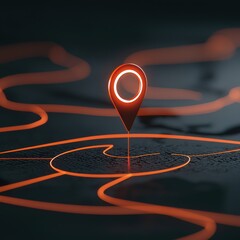 Wall Mural - creative delivery concept with bright glowing paths and a destination icon