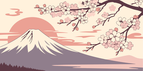 Aufkleber - Mount Fuji rises majestically against a pastel sky, framed by a traditional torii gate in a tranquil landscape during twilight hours