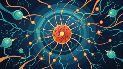 Leinwandbilder - Colorful abstract vector illustration depicting interconnected lines and nodes, representing a network or neural connection in a dynamic digital environment