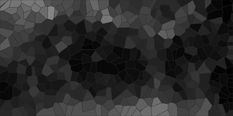 Wall Mural - Abstract dark ash and gray geometric hexagonal hexagon mosaic cement stone textured background.  Abstract stone concrete tile wall banner design. Broken Stained Glass Background with dark lines.