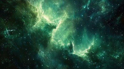 Wall Mural - an image depicting harmony in the cosmos through abstract green designs.