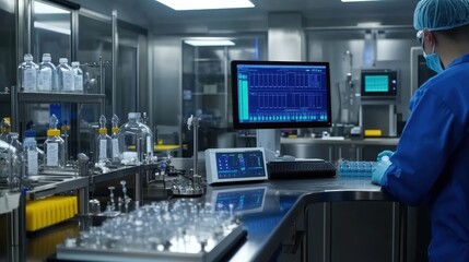 Wall Mural - a futuristic cleanroom featuring specialized technology for advanced scientific research and innovat