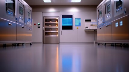 Wall Mural - a futuristic cleanroom featuring specialized technology for advanced scientific research and innovat