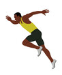 © Creative_Juice_Art - Jogging, running black man. Active healthy lifestyle. African american Sportsman, athlete exercising, taking part in competition, marathon, workout. Flat vector illustration