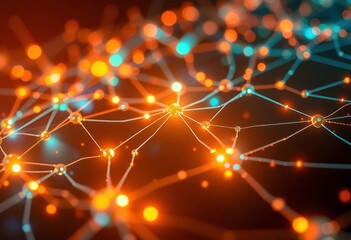 Wall Mural - abstract glowing network nodes, circuits, ai concept, lights, web