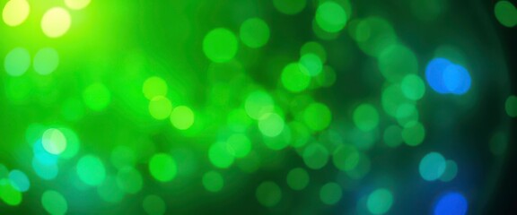 Wall Mural - Abstract swirling green and blue light sparkles, bokeh effect, dreamy backdrop, digital art, bright