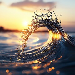 Wall Mural - storm swirl marine weather. a stunning wave captures sunlight, creating a beautiful display of water