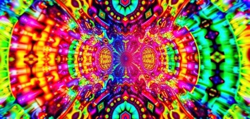 Wall Mural - a kaleidoscope of intensely saturated hues, bursting with energy, explosion, joy