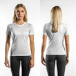 © www.freund-foto.de - Graues Damen-Sportshirt von vorne und hinten mit schwarzer Hose
