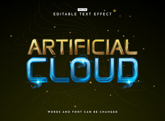 Wall Mural - artificial cloud modern futuristic tech text effect with glossy shiny and flare style