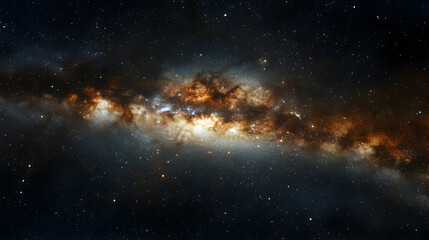 Wall Mural - detailed section of the milky way galaxy with intricate dust lanes and star formations.