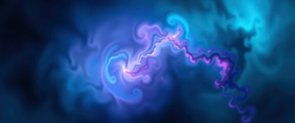 Wall Mural - Deep teal and violet nebula swirl, blurred cosmic abstract , digital art, ethereal
