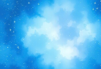 Wall Mural - Ethereal watercolor portrait, celestial sky, stars, dreamy, soft, blue hues, abstract, dreamscape