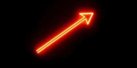 Wall Mural - Glowing neon arrow ascends against dark background, inspiration, digital art