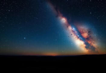 Wall Mural - Vast Milky Way arching over a dark, tranquil Earth landscape, cosmos, vastness