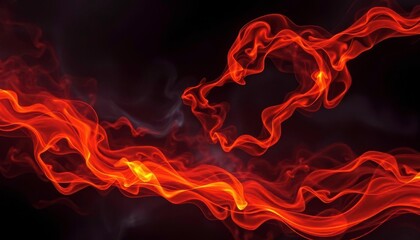 Wall Mural - Abstract cosmic fire swirls, dark nebula smoke, surreal digital art, red, clouds