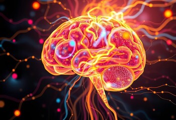 Wall Mural - abstract energy flow visualization depicting brain activity, thoughts, and cognitive processes, inte